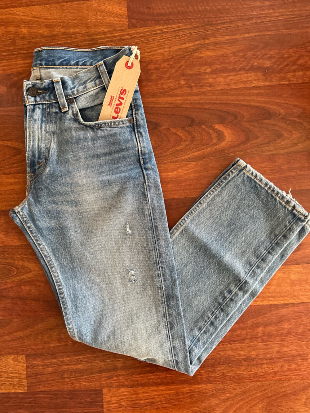 Levi's 505 Orange Tab Mid rise VTG Light Wash Straight Jeans - Picture 5 of 16